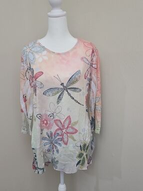 Jess & Jane Women's Long Sleeve Floral Top - Multicolor
